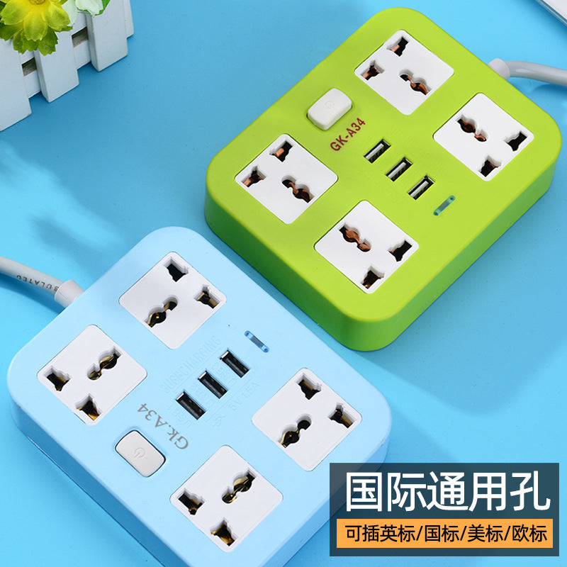 USB Multi-Socket Switch Power Strip for Home and Dormitory Use
