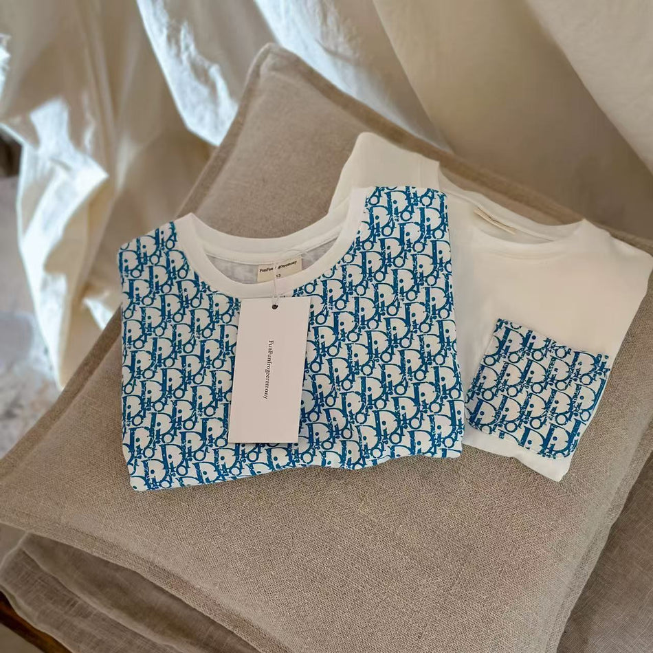 Kids Letter Print Cotton Pocket Short Sleeve Summer T-Shirt