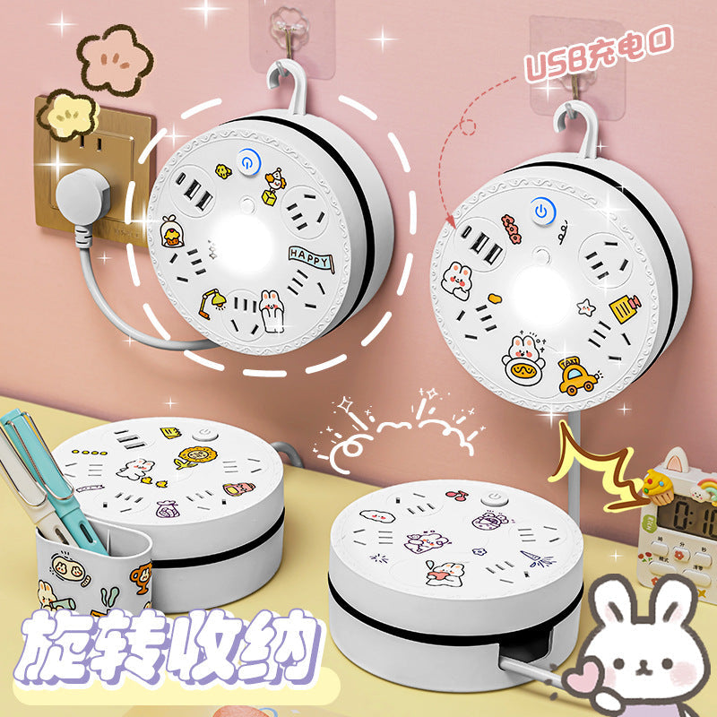 Cartoon Design Multi-Socket USB Power Strip with Long Cable
