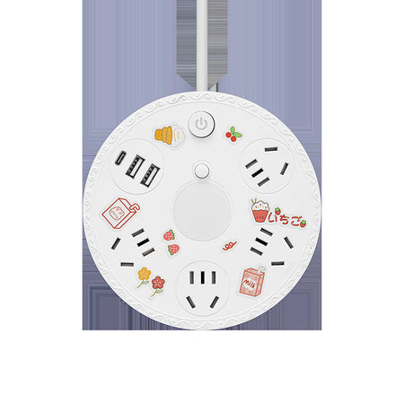 Cartoon Design Multi-Socket USB Power Strip with Long Cable