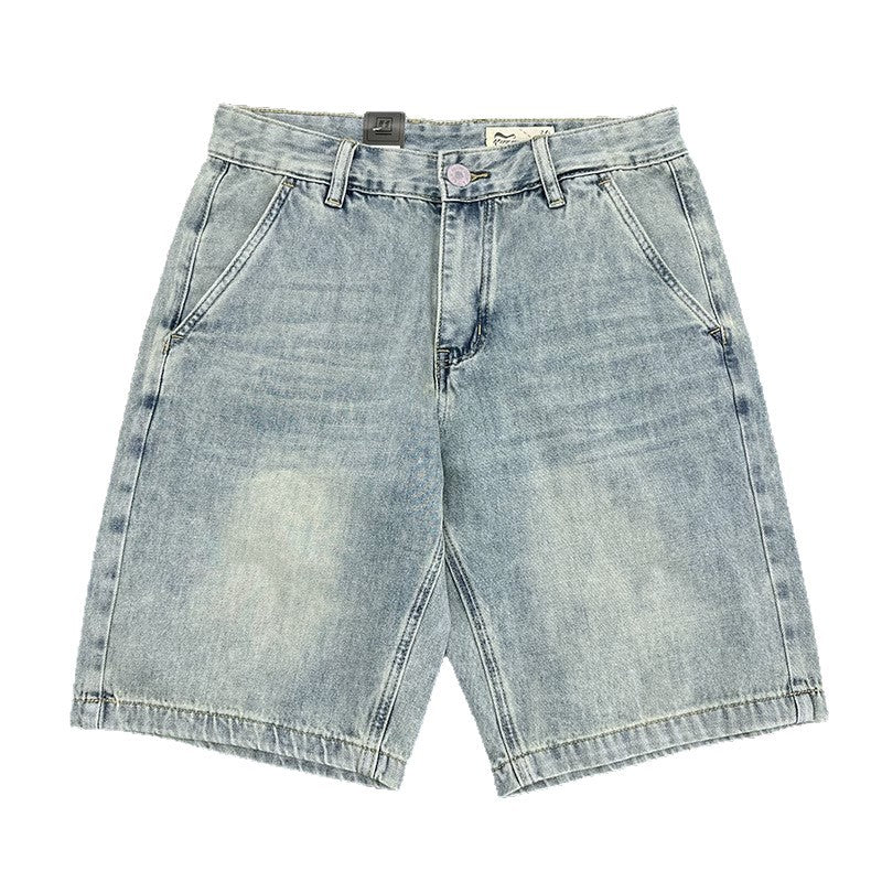 Men's Retro Distressed Denim Shorts Loose Fit Summer Casual