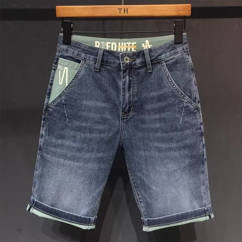 Men's Lightweight Stretch Denim Shorts Loose Straight Fit