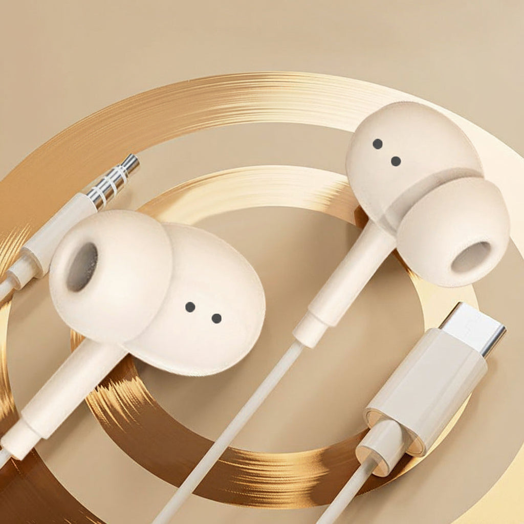 Digital Decoding Wired In-Ear Earphones with Noise Isolation in White
