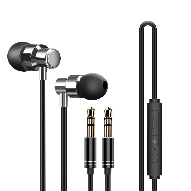 2M Dual Jack Wired In-Ear Headphones with Mic and Extension