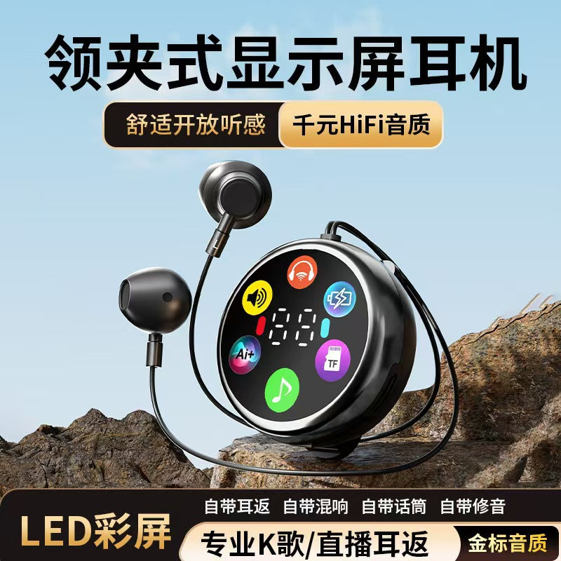 Q50 Digital Display Clip-On Bluetooth Earphones with Waterproof