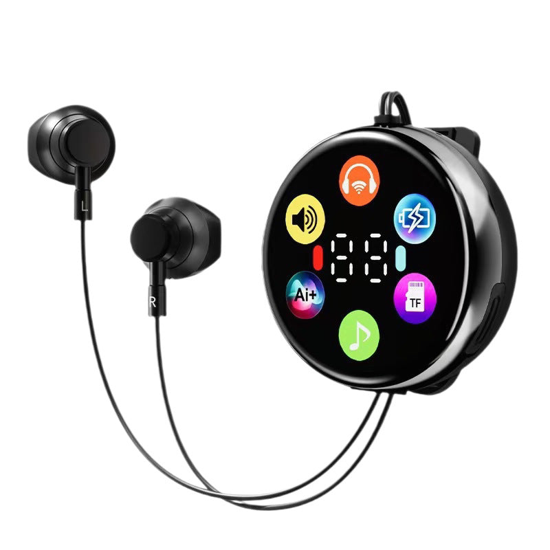Q50 Digital Display Clip-On Bluetooth Earphones with Waterproof Design in Black