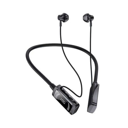 Neckband Bluetooth Headphones with Display and Karaoke EQ Monitoring in Black