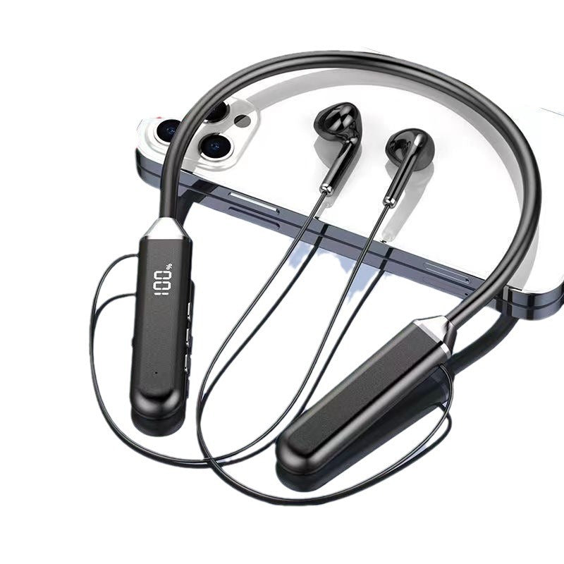 Neckband Bluetooth Headset with Stereo Sound and Noise Reduction in Black