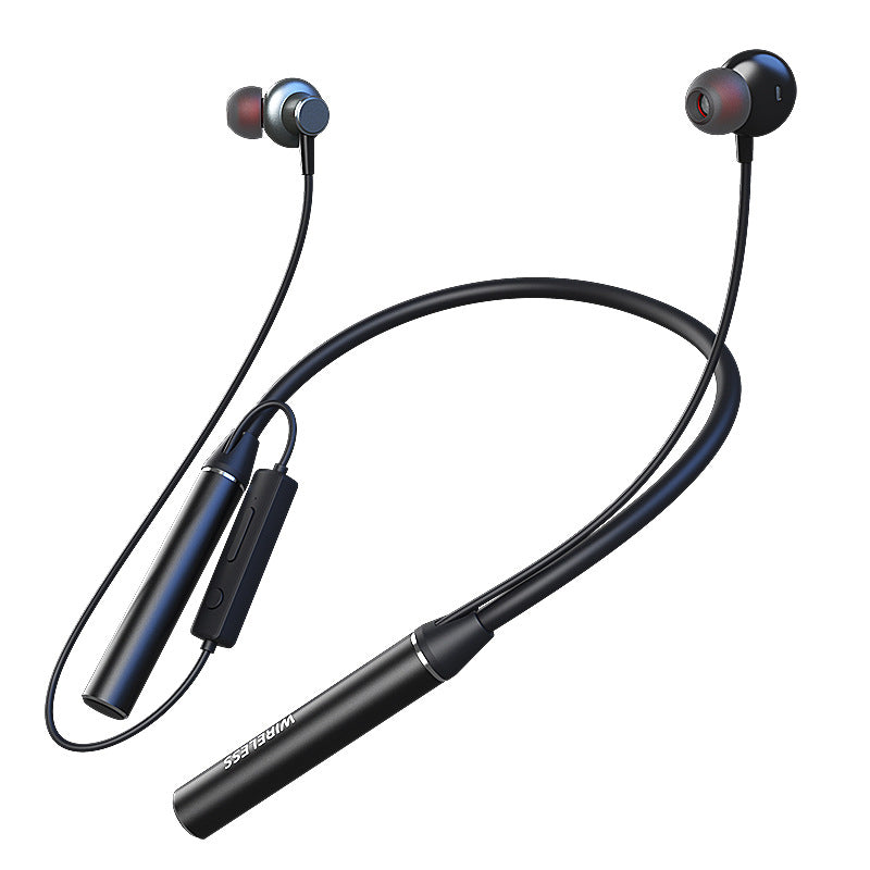 Neckband Wireless Bluetooth Earphones with Digital Display and Long Battery Life in Black