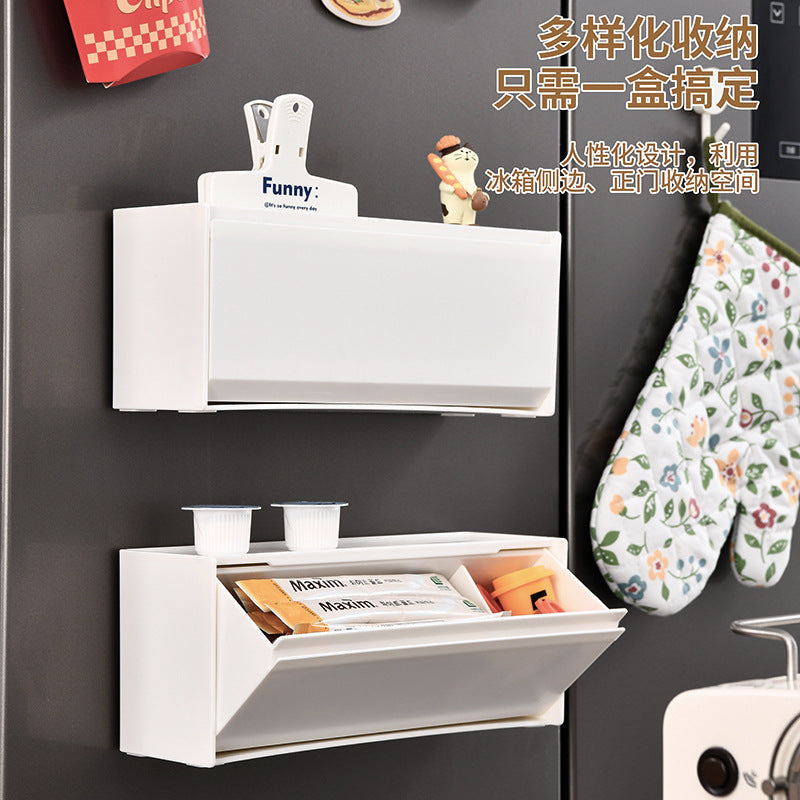 Magnetic Wall Mounted Kitchen Storage Box for Refrigerator Side