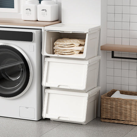 Pure white Large Capacity Stackable Side-Opening Storage Box for Home
