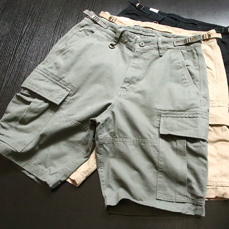 Men's Retro Multi-Pocket Work Shorts Loose Fit Summer Cargo in Green
