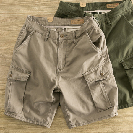 Men's Vintage Cargo Shorts Multi-Pocket Loose Fit Casual in Black