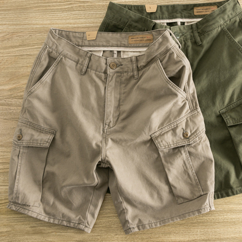 Men's Vintage Cargo Shorts Multi-Pocket Loose Fit Casual in Black