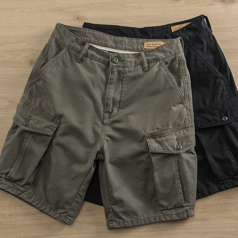 Men's Vintage Cargo Shorts Multi-Pocket Loose Fit Casual