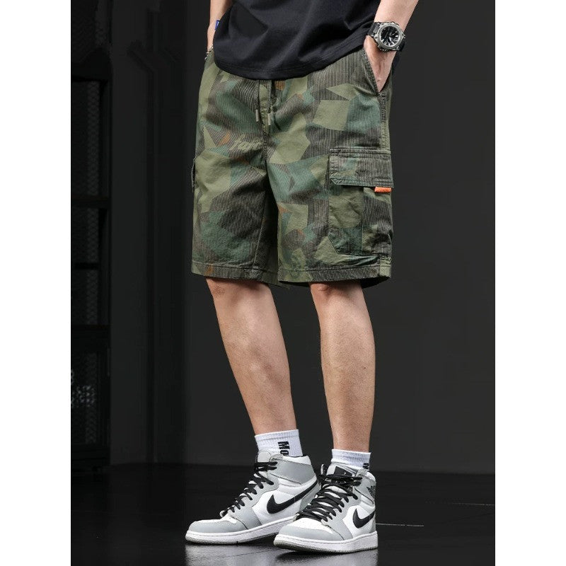 Men's Camouflage Work Shorts Loose Fit Outdoor Casual Wear in Green
