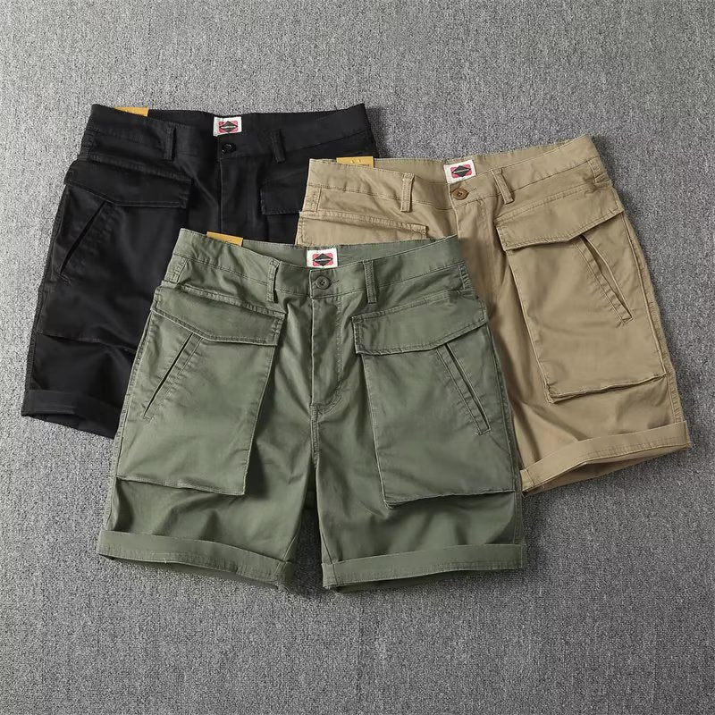 Men's Cargo Shorts Loose Straight Fit Casual Streetwear in Army Green