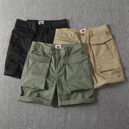 Men's Cargo Shorts Loose Straight Fit Casual Streetwear in Army Green