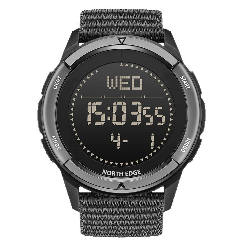 Outdoor Sports Digital Watch with Compass and Step Tracking in Black