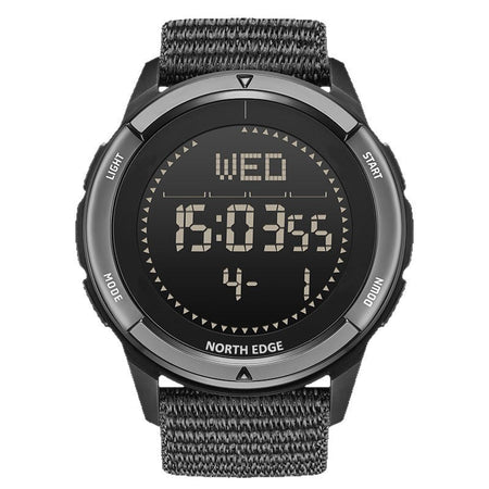Outdoor Sports Digital Watch with Compass and Step Tracking in Black