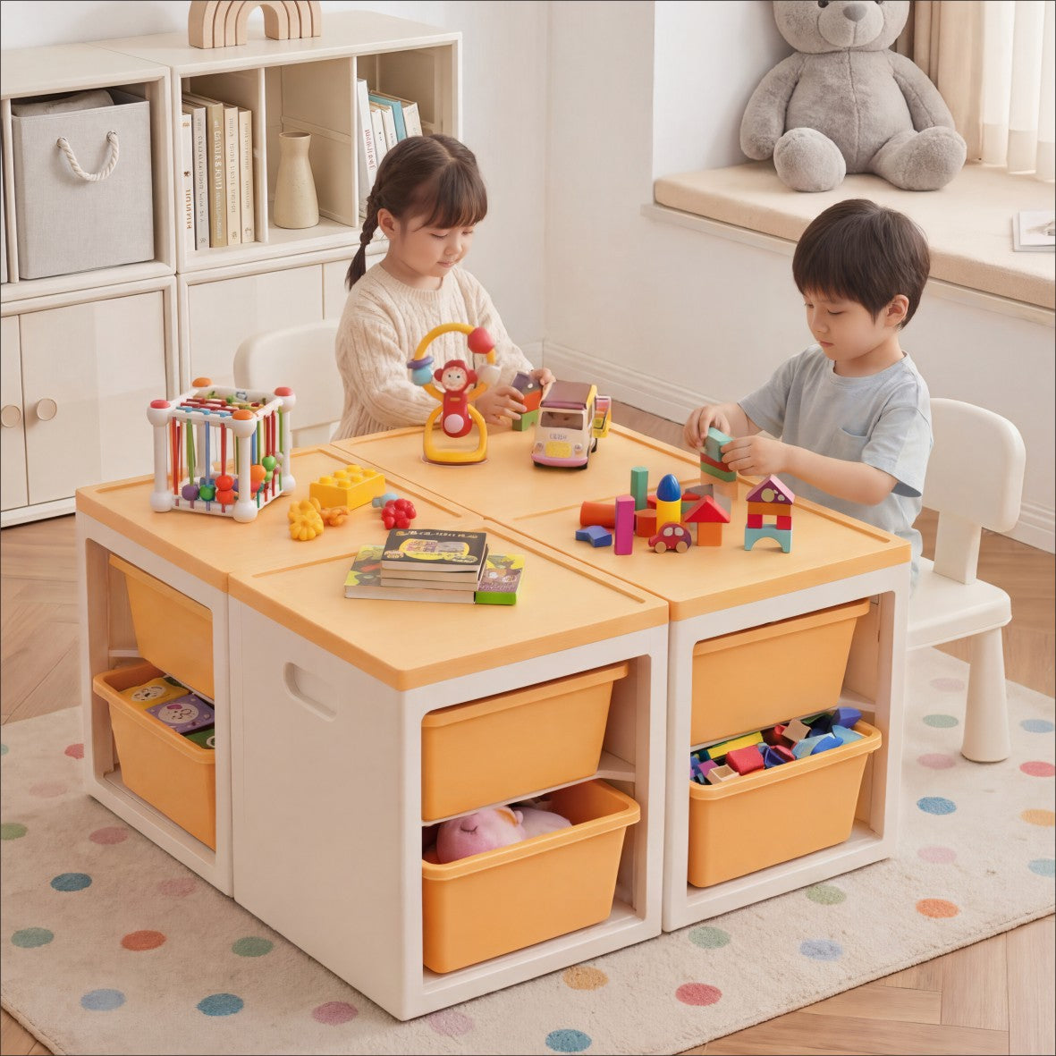 Drawer style Foldable Drawer Storage Cabinet for Kids Toys and Books