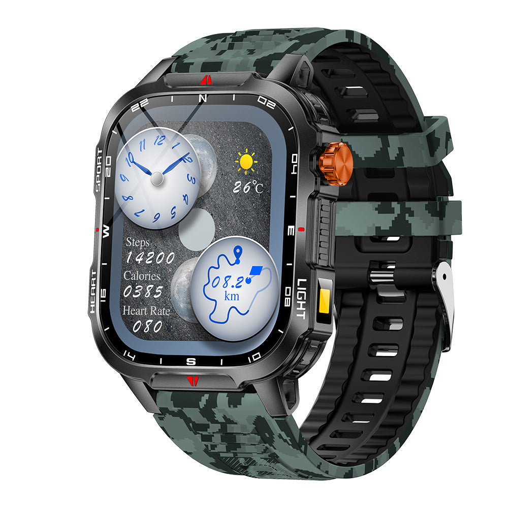 Outdoor Sports Smartwatch with Large Battery and Bluetooth Calling in Black