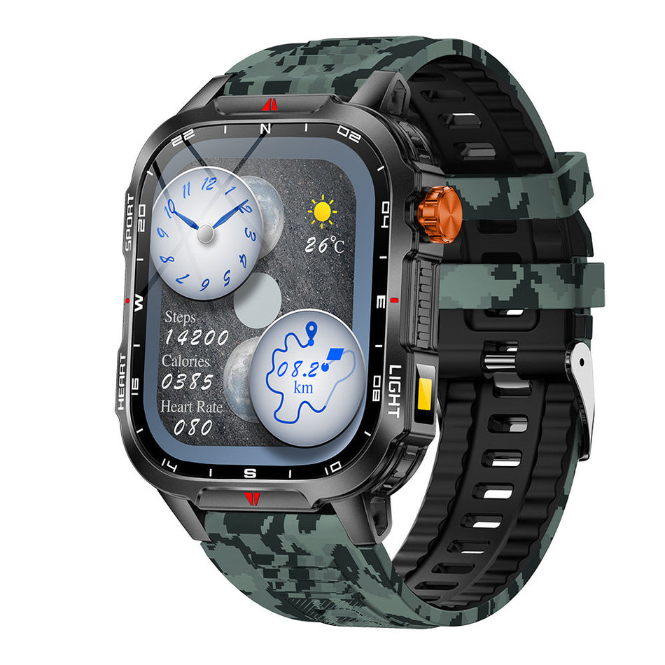 Outdoor Sports Smartwatch with Large Battery and Bluetooth Calling in Black