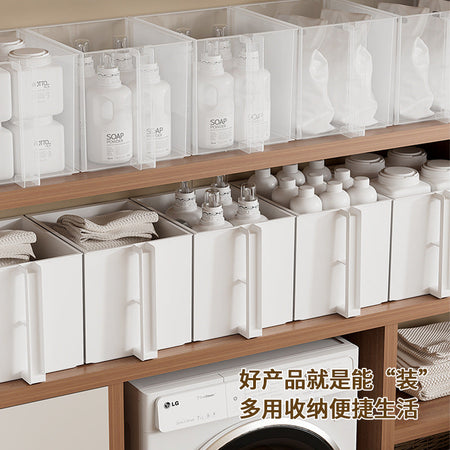 White small High Capacity Kitchen Cabinet Storage Box with Handle Organizer