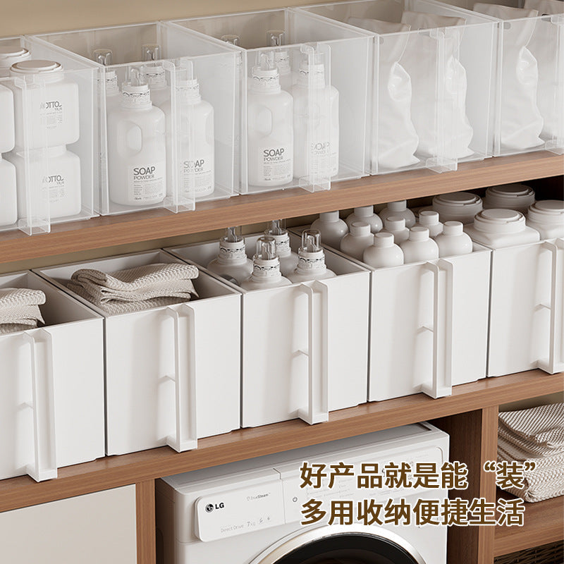 White small High Capacity Kitchen Cabinet Storage Box with Handle Organizer