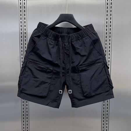 Men's Quick-Dry Cargo Shorts Multi-Pocket Straight Fit Casual in Black