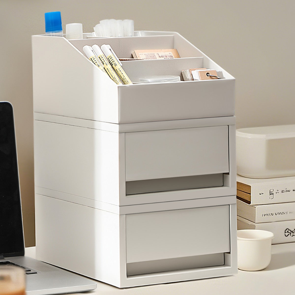 Compartment box Stackable Desktop Storage Box for Stationery and Cosmetics
