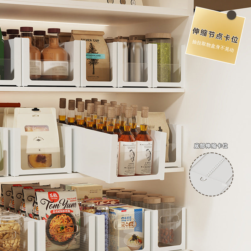 Extendable Stackable Cabinet Storage Box for Kitchen Organizing