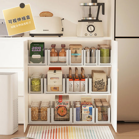 Opening l Extendable Stackable Cabinet Storage Box for Kitchen Organizing