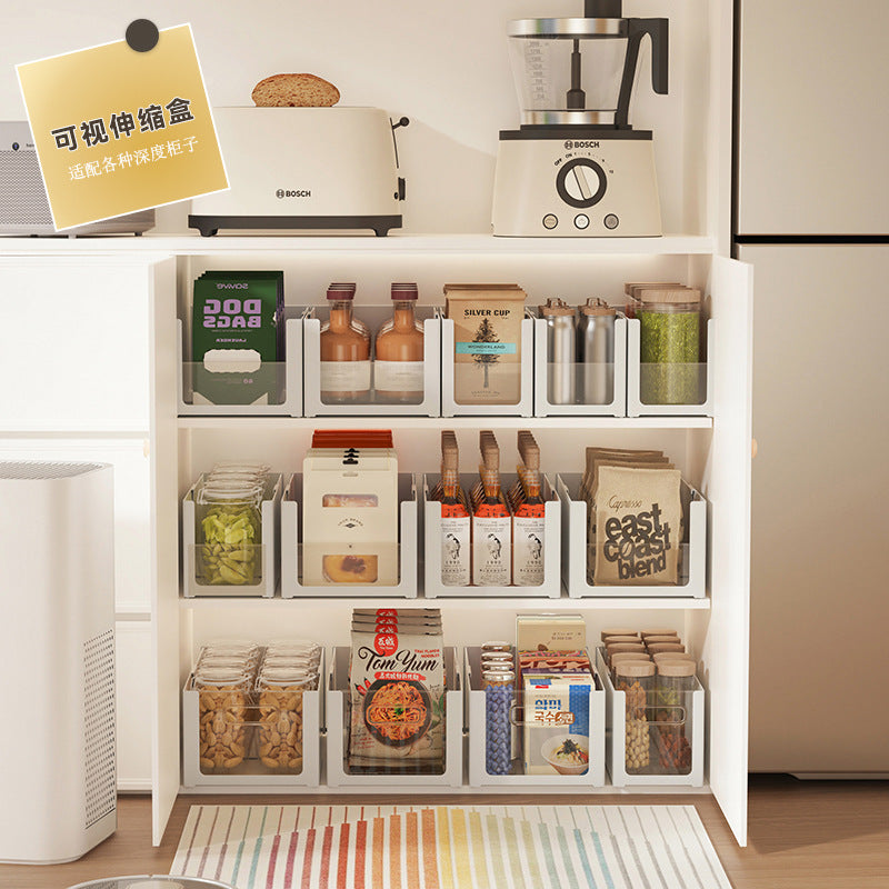 Opening l Extendable Stackable Cabinet Storage Box for Kitchen Organizing