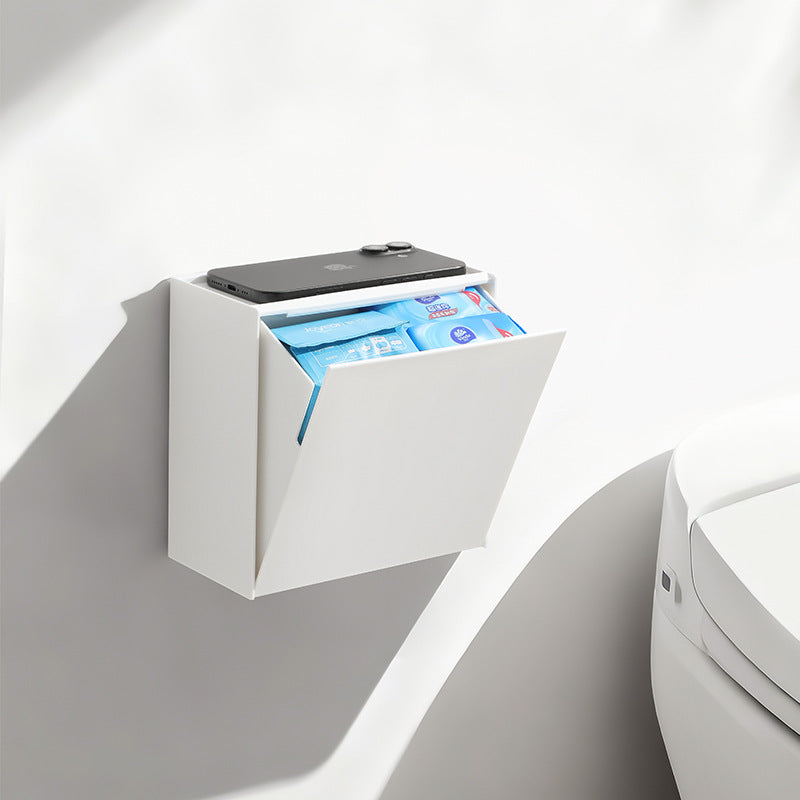 White wall Waterproof Wall-Mounted Bathroom Storage Box Punch-Free Rack