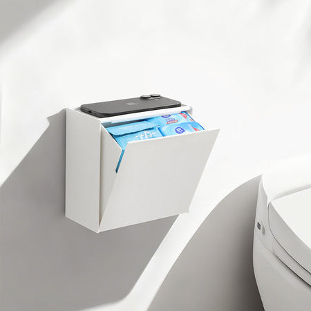 White wall Waterproof Wall-Mounted Bathroom Storage Box Punch-Free Rack