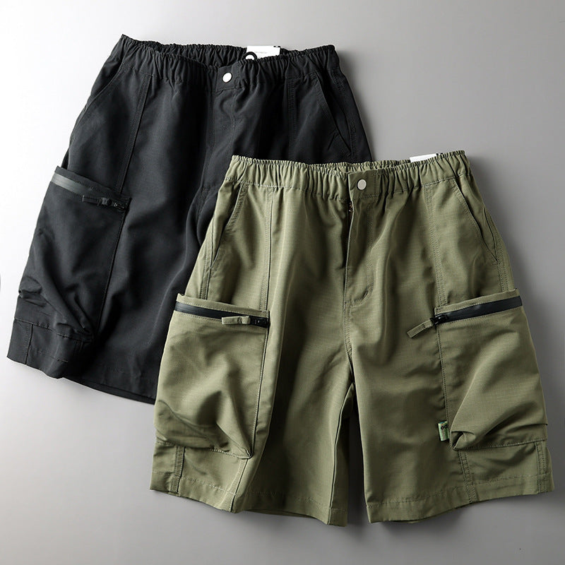 Men's Functional Cargo Shorts Loose Fit Outdoor Casual Wear in Black