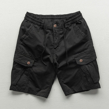 Men's Multi-Pocket Cargo Shorts Loose Fit Casual Workwear in Black