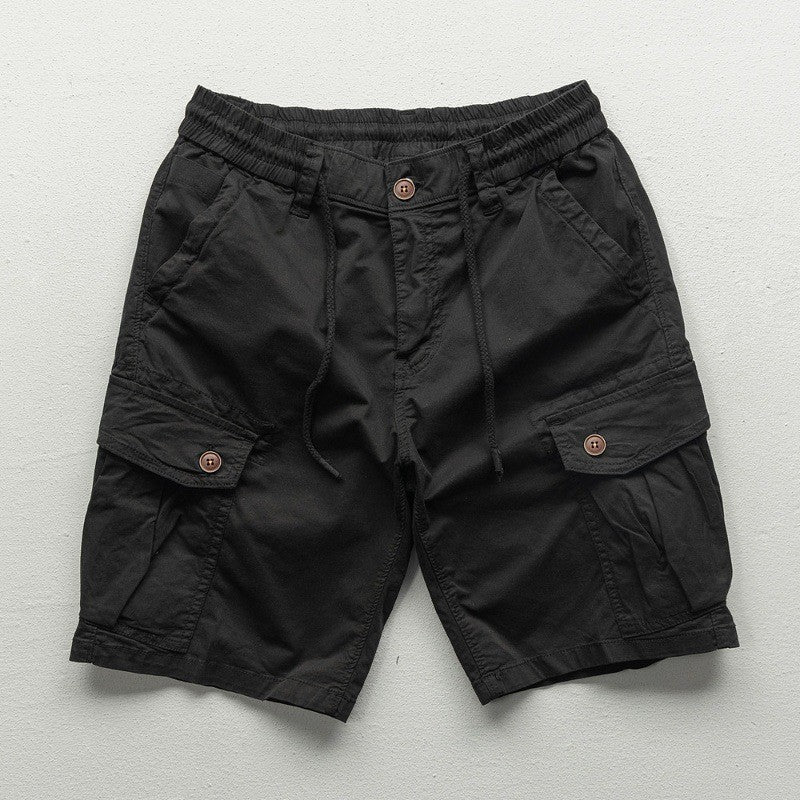 Men's Multi-Pocket Cargo Shorts Loose Fit Casual Workwear in Black