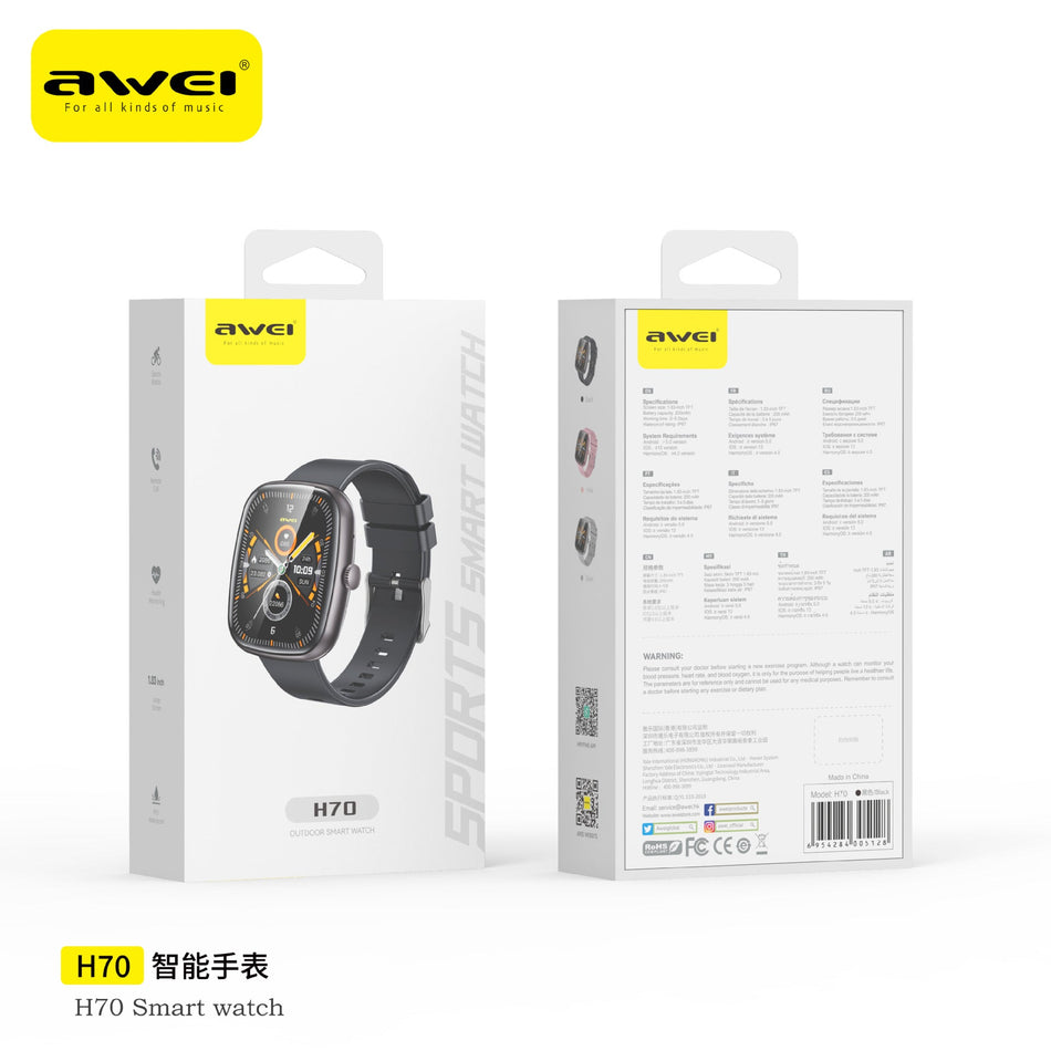 Awei Smartwatch with Bluetooth Calling and Health Tracking