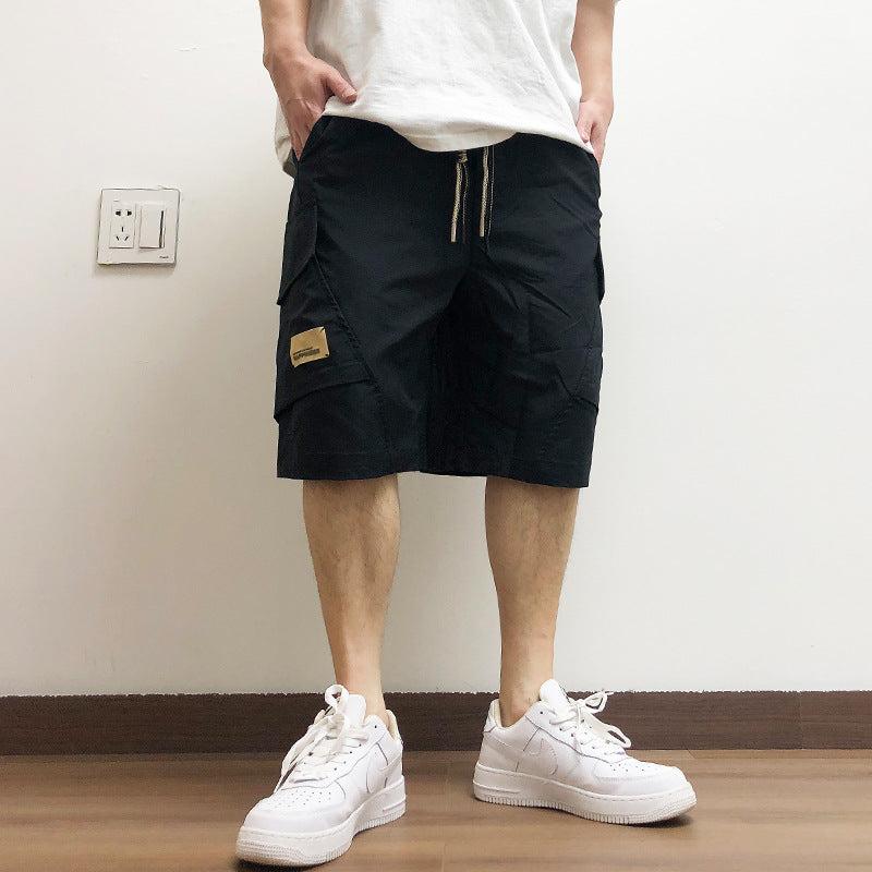 Men's Drawstring Cargo Shorts Loose Fit Multi-Pocket Casual