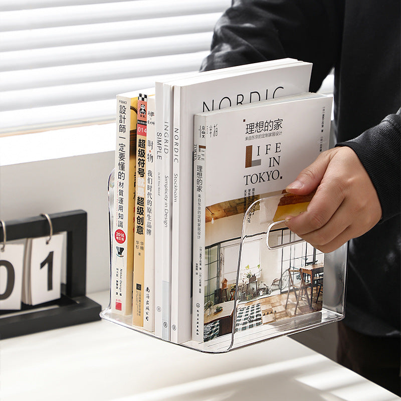 Transparent Desktop Bookshelf Storage Rack for Study Organization