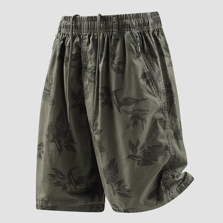 Men's Cotton Floral Beach Shorts Loose Fit Vacation Style in Black And Blue