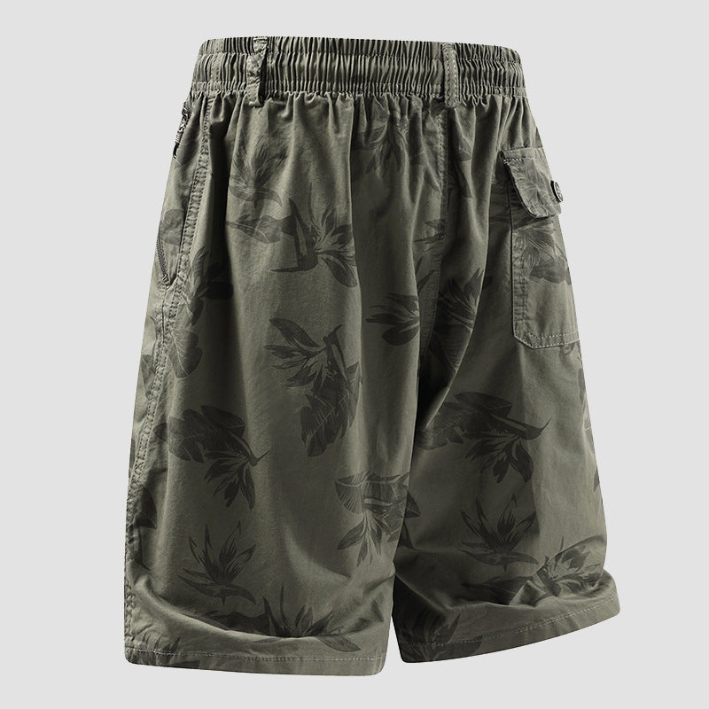 Men's Cotton Floral Beach Shorts Loose Fit Vacation Style