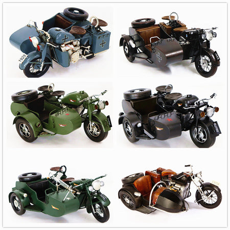 Black saddle Retro Iron Art Three-Wheeled Motorcycle Model Home Decor