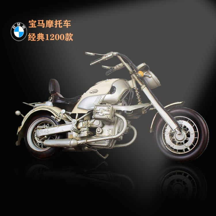 Retro Iron Motorcycle Model Decorative Craft for Home Display