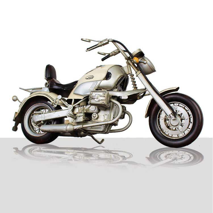Retro Iron Motorcycle Model Decorative Craft for Home Display