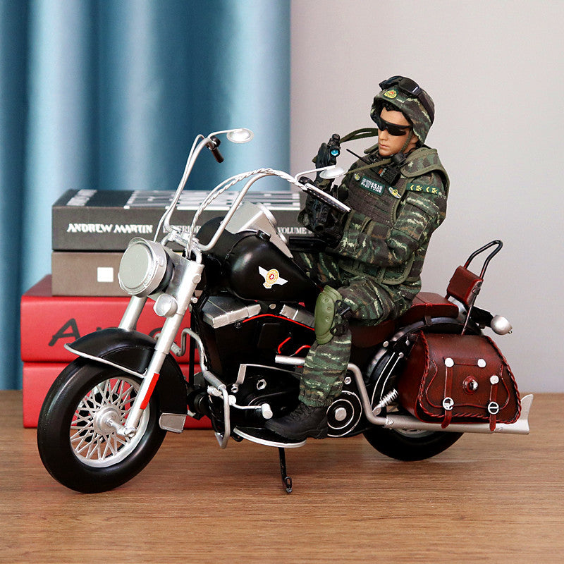 981 red Retro Motorcycle Model Ornament Bar Decor for Men Gift