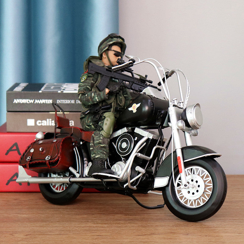 Retro Motorcycle Model Ornament Bar Decor for Men Gift