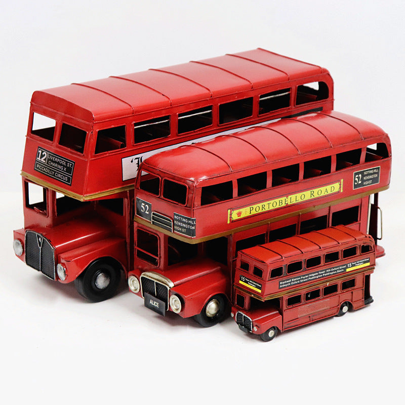 Vintage London Double Decker Bus Iron Model Handmade Decor